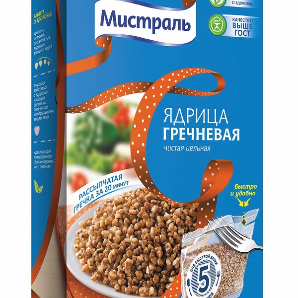 Гречка Мистраль цельная ядрица 5х80 г