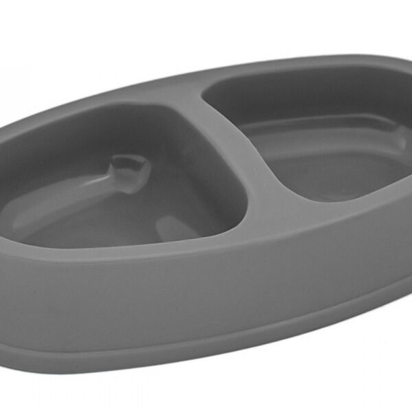 Миска для собак и кошек Дарэленд ЕВРО двойная пластиковая, серая 2х250 мл