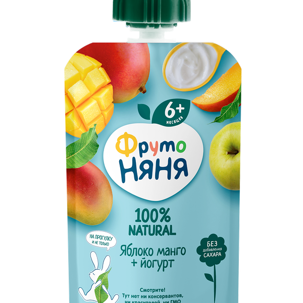 Пюре фруктовое ФрутоНяня с йогуртом яблоко манго 90г пауч ДП