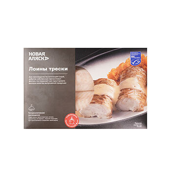 Треска атлантическая Новая аляска Лойны, без кожи, без костей (спинки) 600г Россия