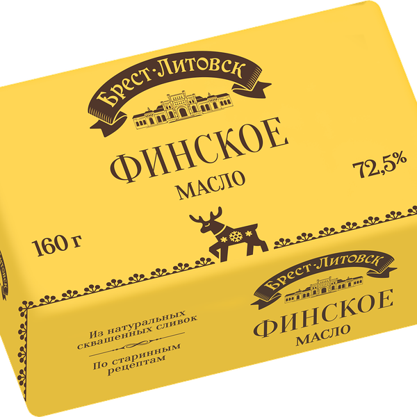 Масло кисло-сливочное Брест-Литовск несолёное Финское 72.5%