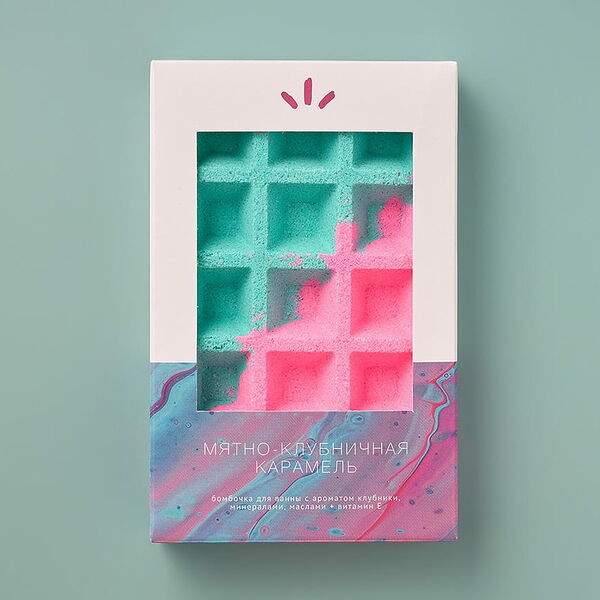 Бомбочка вафля МЯТНО-КЛУБНИЧНАЯ КАРАМЕЛЬ