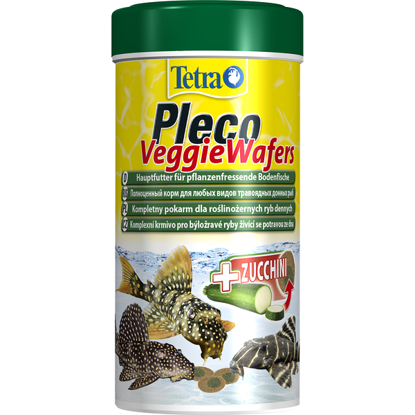 Корм для рыб Tetra Pleco Veggie Wafers пластинки с добавлением цуккини для донных рыб, 250 мл