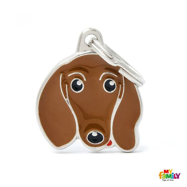 Адресник для гладкошерстной таксы коричневой средний Colors, разноцветный