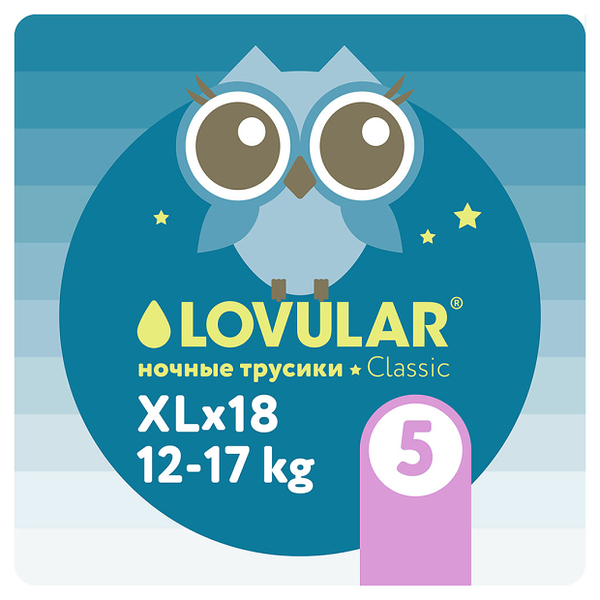 Подгузники-трусики Lovular ночные XL 12-17кг 18шт