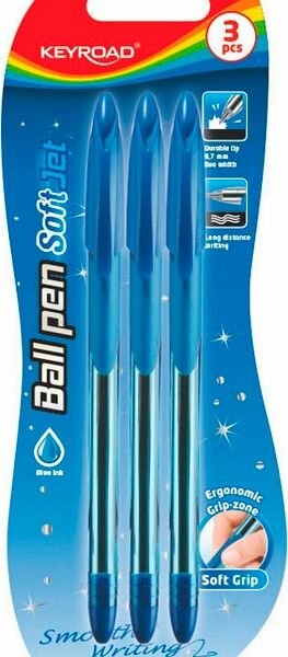 Набор ручек Keyroad шариковые 0.7мм синие 3шт