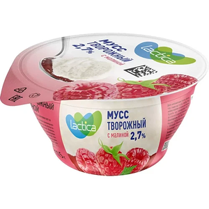 Мусс творожный Lactica с малиной 2.7% 115 г
