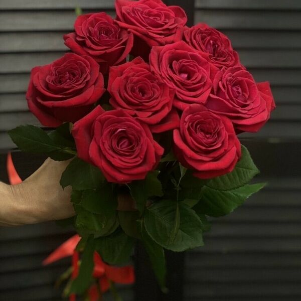 Букет из 9 красных роз 50 см