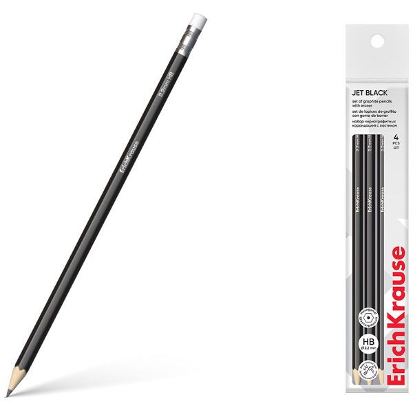 Набор карандашей ErichKrause Megapolis чернографитные HB , 3 шт., в ассортименте