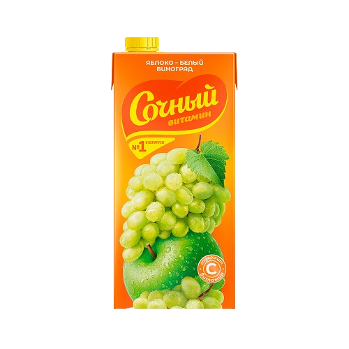 Напиток Сочный витамин яблочно-виноградный из белых сортов винограда сокосодерж. осветл 1.95л.
