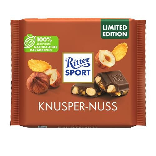 Шоколад молочный Ritter Sport с цельным орехом и хлопьями 100 г