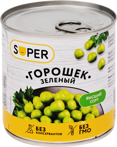 

Горошек зеленый Super, 425 мл