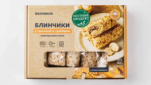 Блинчики с гречкой и грибами, замороженные