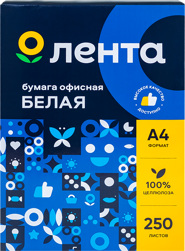 Бумага офисная ЛЕНТА А4, 250 листов 