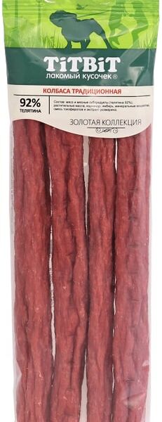 Лакомство для собак TiTBiT Золотая коллекция Колбаса Традиционная 80г
