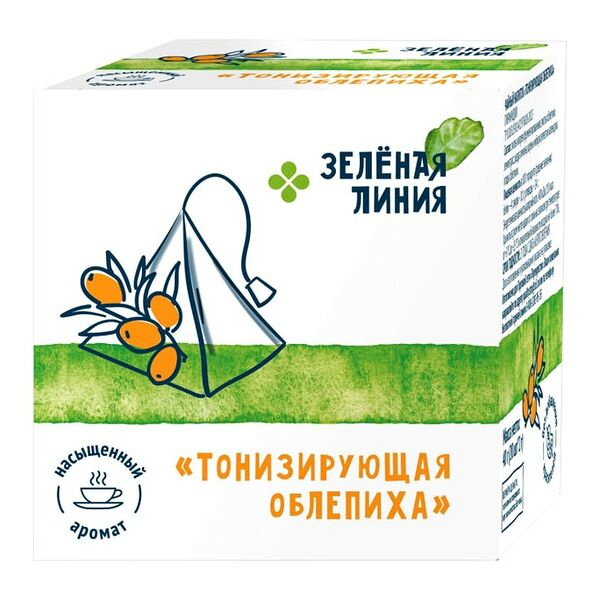 Напиток чайный Зеленая Линия Тонизирующая облепиха 20*2г