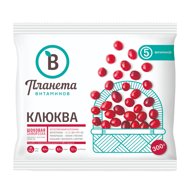 Клюква Планета витаминов замороженная, 300г