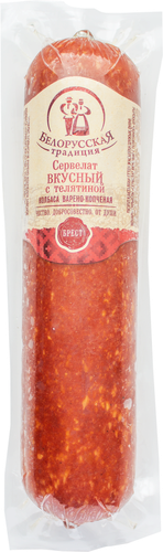 

Колбаса копчено-вареная Белорусская традиция Сервелат Вкусный с телятиной, высший сорт вес
