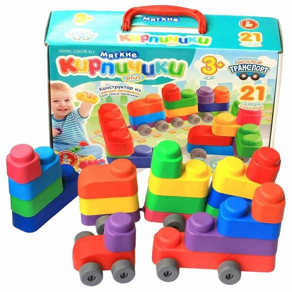 Конструктор Десятое королевство Мягкие кирпичики plus, 21 деталь