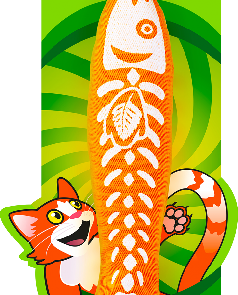 Игрушка Великий кот МЯТНАЯ РЫБКА с кошачьей мятой с шуршащим элементом 18 см