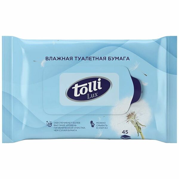 Туалетная бумага Tolli Lux влажная 45шт.