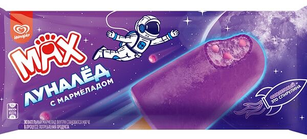 Мороженое Max Фруктовый лед со вкусом земляники и с мармеладом бабл-гам Луналед