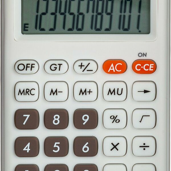 Калькулятор карманный Deli EM120,12-р, дв.пит., 118x70мм, белый