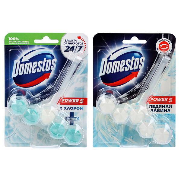 Блок для очищения унитаза Domestos power, в ассортименте, 55 г