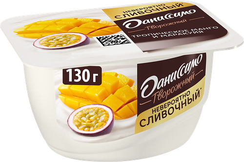 Десерт творожный с тропическим манго и маракуйей 5.6%, «Даниссимо», 130 г