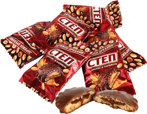 Конфеты Степ Десерт с печеньем Арахис и карамель вес