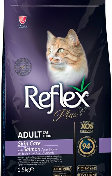 Сухой корм для кошек Reflex Plus Adult Skin Care для здоровой кожи с лососем 1.5кг