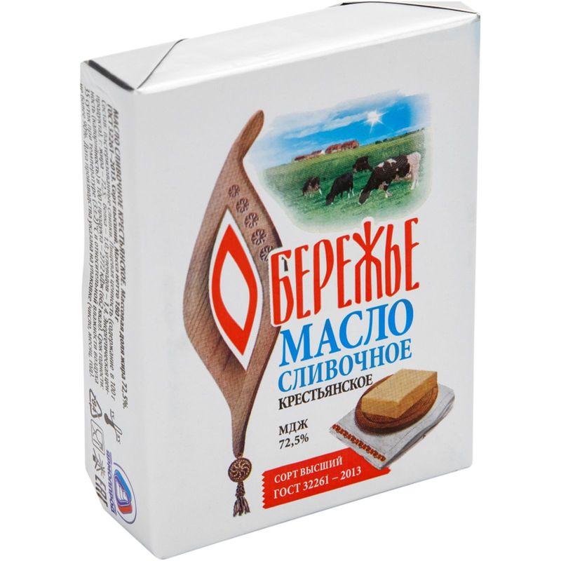 

Масло сливочное Обережье Крестьянское 72.5% 200 г