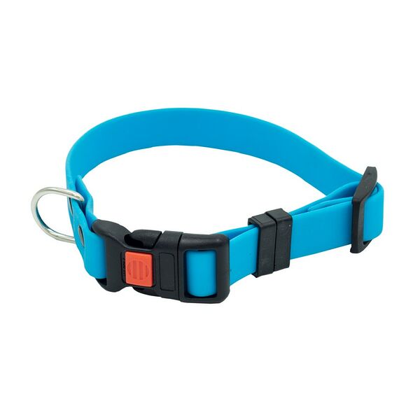 Ошейник из биотана с фастексом, матовый, голубой, 15 мм, обхват шеи 20-31 см