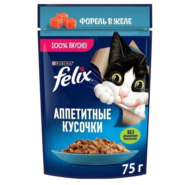 Феликс 75г Конс д/к кусочки в желе форель