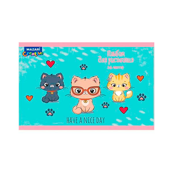 Альбом для рисования 24 листа   на скрепке   р-р285х200 мм   обложка мелованный картон   блок - офсетM-17051