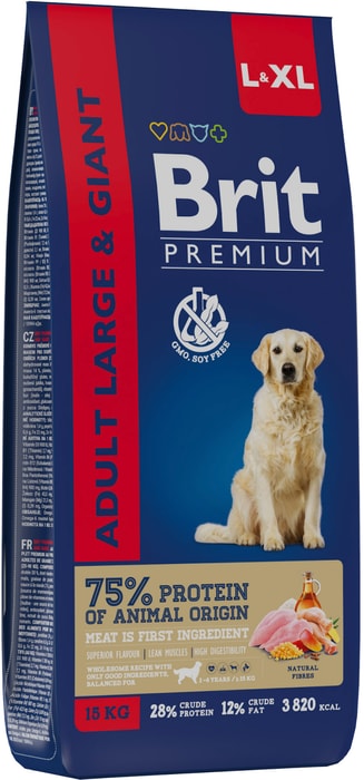 

Сухой корм Brit Premium Dog Adult Large and Giant с курицей для взрослых собак крупных и гигантских пород 15 кг