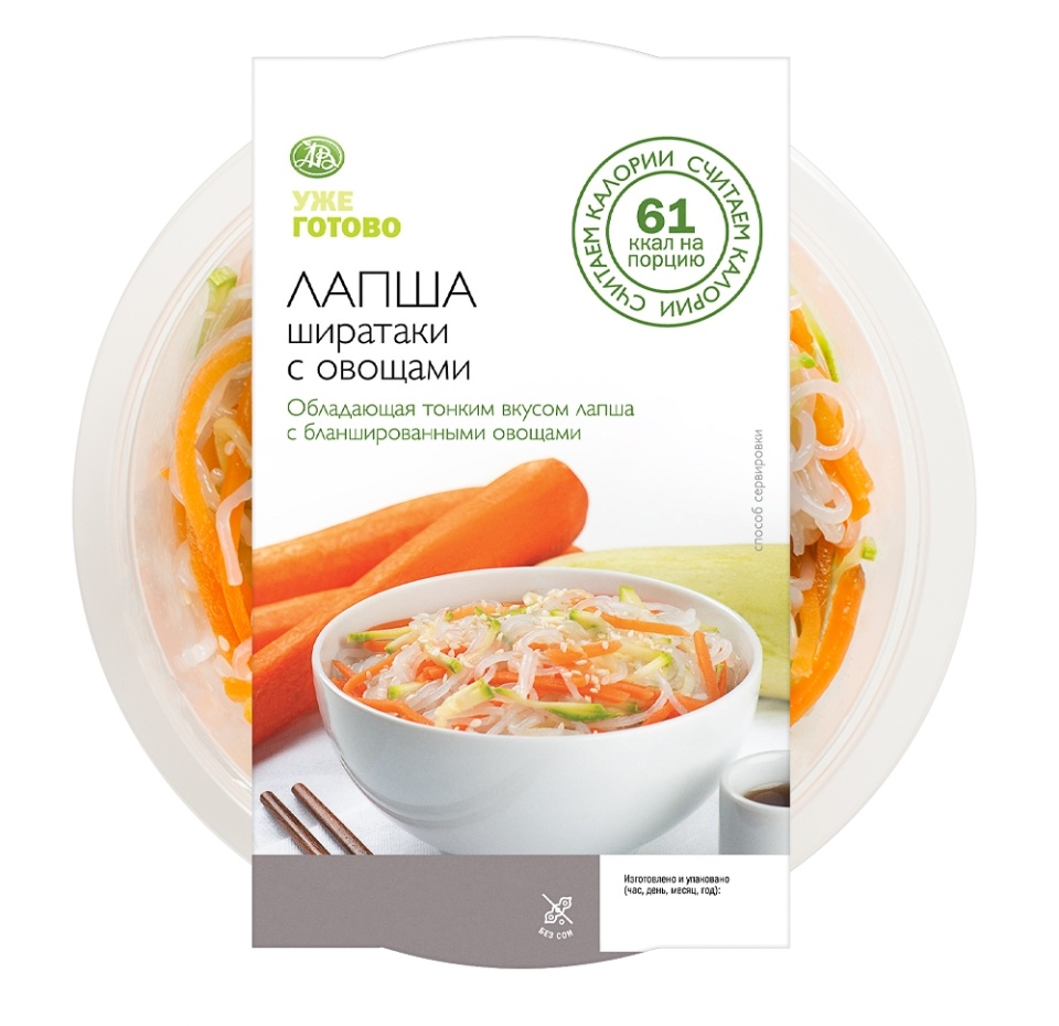 

Лапша ширатаки с овощами, Считаем калории, Уже Готово, 180 г, Россия