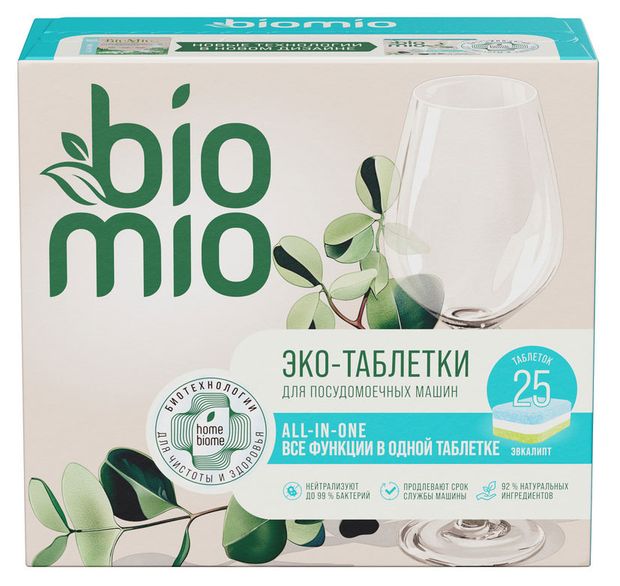 

Таблетки для посудомоечной машины Bio Mio Эвкалипт 25 шт