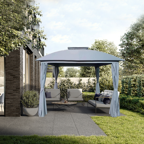 

Павильон Giardino Club 2.9x2.9x2.65 м со шторами, серый, арт. LZ-12929