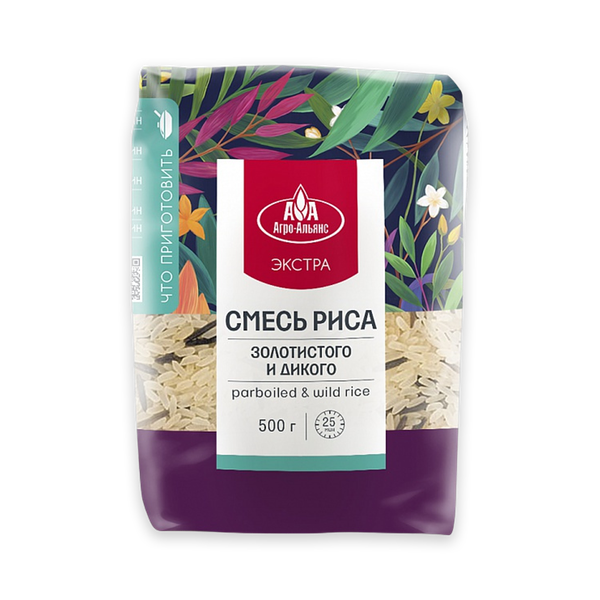 Рис Агро-Альянс Экстра смесь золотистого и дикого 500 г
