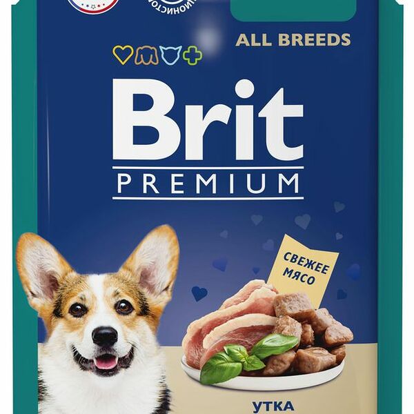 Влажный корм для собак всех пород Brit Premium Утка в соусе, 85 г