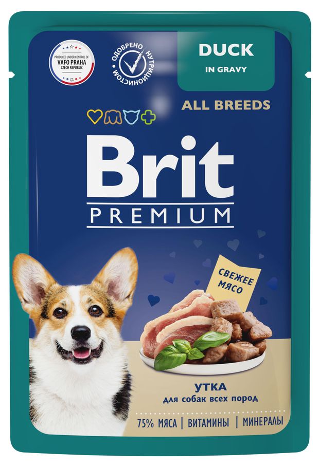 

Влажный корм для собак всех пород Brit Premium Утка в соусе 85 г