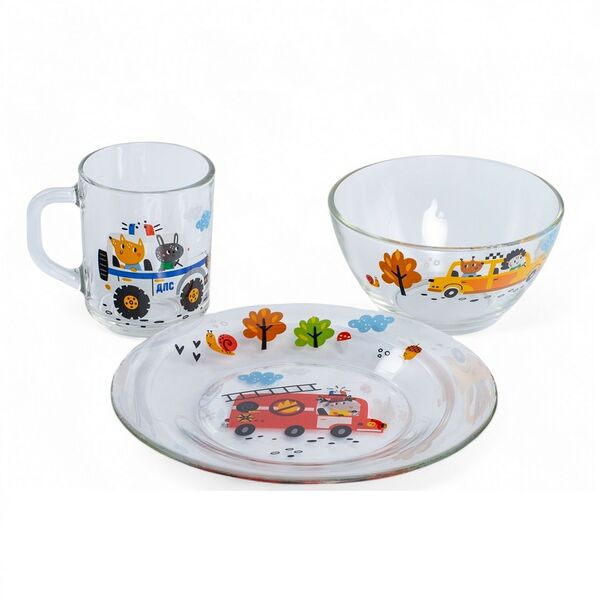 Набор посуды OSZ Спецтехника, 3 предмета, стекло