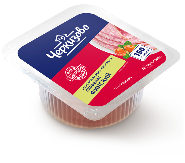 Колбаса сервелат Финский Черкизово варено-копченый нарезка