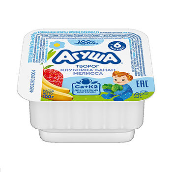 Творог детский фруктовый Агуша Засыпай-ка Клубника-Банан-Мелисса с 6 месяцев 100г