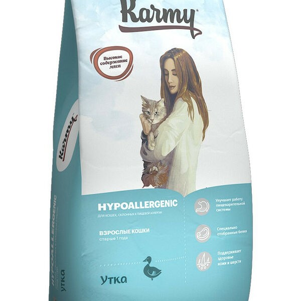 Karmy Hypoallergenic сухой корм для кошек, склонных к пищевой аллергии, утка