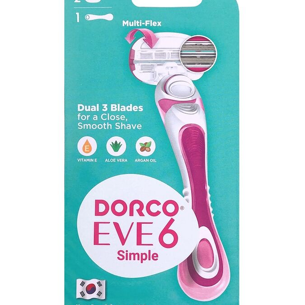 Бритва женская Dorco Eve 6 Simple 3 plus 3 Blade System Razor, 2 сменные кассеты