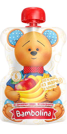 Пюре фруктовое Bambolina яблоко банан 100г пауч ДП