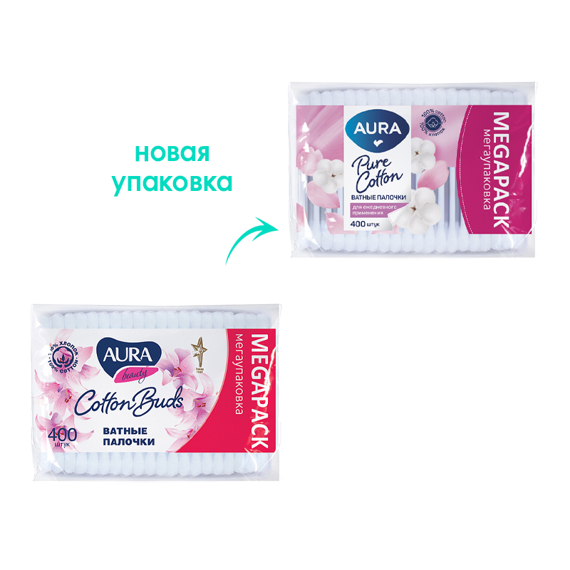 

Ватные палочки Aura Beauty 400 шт