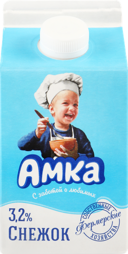 

Напиток кисломолочный йогуртный АМКА Снежок с подсластителем 3,2%, без змж, 450г
